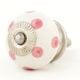 White Pink Dot Ceramic Drawer Knob