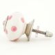 White Pink Dot Ceramic Drawer Knob