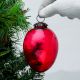 Red Vintage Style Star Avocado Glass Christmas Ornament