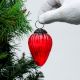 Vintage style Ribbed Red Glass Christmas Ornament