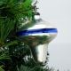 Silver Mercury Blue stripe Glass Christmas Ornament