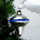 Silver Mercury Blue stripe Glass Christmas Ornament