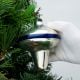 Silver Mercury Blue stripe Glass Christmas Ornament