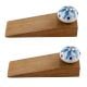 2 Pieces Turquoise Floral Crackle Ceramic Wooden Door Stopper