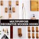 Small Natural Wooden No Drill Adheshive Wall Hook