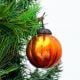 Vintage Style Amber Pumpkin Glass Ornament