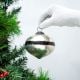 Silver Style Purple Stripe Mercury Glass Christmas Ornament