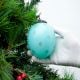 Turquoise Vintage Tiny Flower Avocado Glass Christmas Ornament