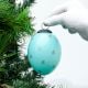 Turquoise Vintage Tiny Flower Avocado Glass Christmas Ornament
