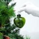 Green Heart Design Glass Christmas Ornament