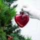 Red Vintage Heart Glass Christmas Ornament
