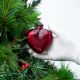 Red Vintage Heart Glass Christmas Ornament