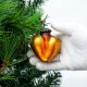 Amber Heart Design Glass Christmas Ornament