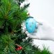 Turquoise Tiny Flower Glass Christmas Ornament