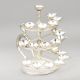 Handcrafted Silver Plated Copper Three Tier Diya Stand with Handle
