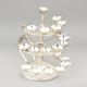 Handcrafted Silver Plated Copper Three Tier Diya Stand with Handle