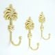 Handmade Golden Palm Tree Iron Wall Hooks-3 Pieces