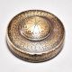 Vintage Brass Glass Round Box with Carving for Decoration