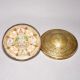 Beautiful Carved Brass and Glass Round Box for Decoration