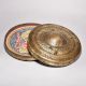 Indian Handmade Engraved Round Box Made of Brass and Glass