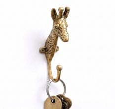 Solid Giraffe Animal Brass Hook