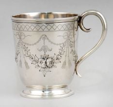Vintage Hallmarked Sterling Silver Floral Engraved Mug Cup