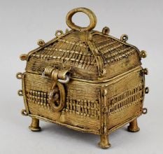 Handcrafted Brass Tribal Storage Chest Vintage Decorative Box