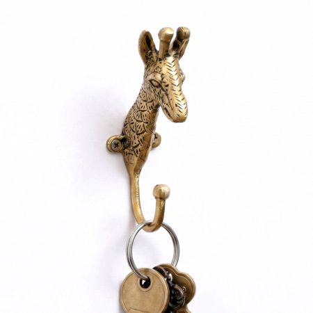 Solid Giraffe Animal Brass Hook