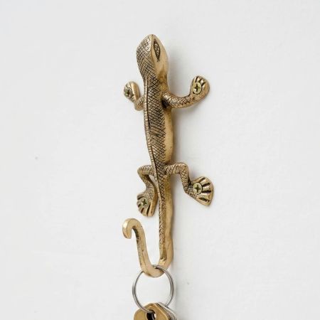 Golden Brass Lizard Wall Hook