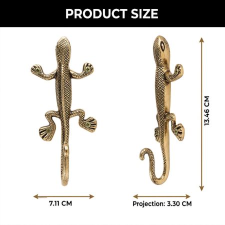 Golden Brass Lizard Wall Hook