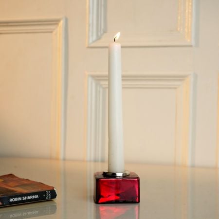 Beautiful Premium Glass Candle Holders in Red Shade for Decor
