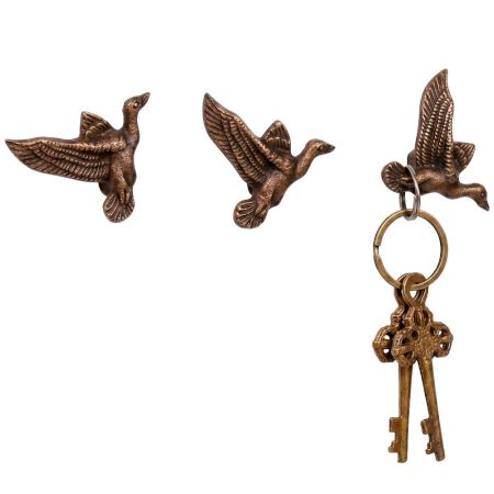 Handmade Modern Antique Iron Eagle Wall Hooks- 3 Pieces