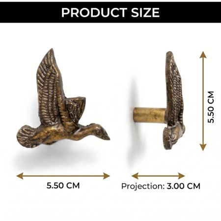 Handmade Modern Antique Iron Eagle Wall Hooks- 3 Pieces