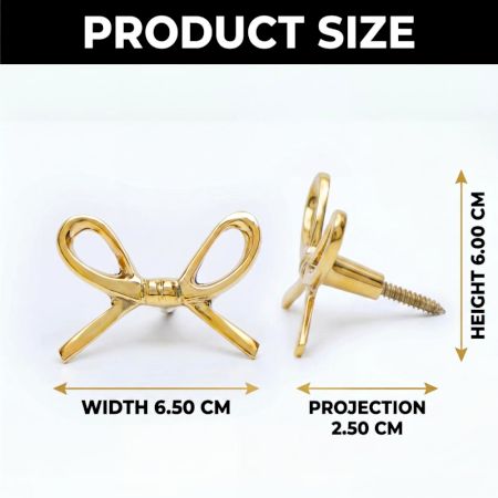 Modern Brass Golden Bow Wall Hooks-Pack of 3