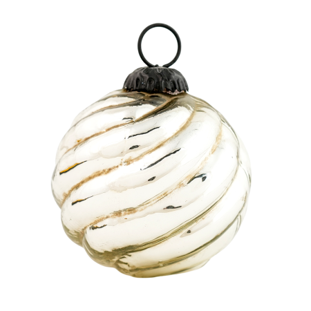Vintage Glass Silver Round Hanging Ornament For Christmas Tree decor