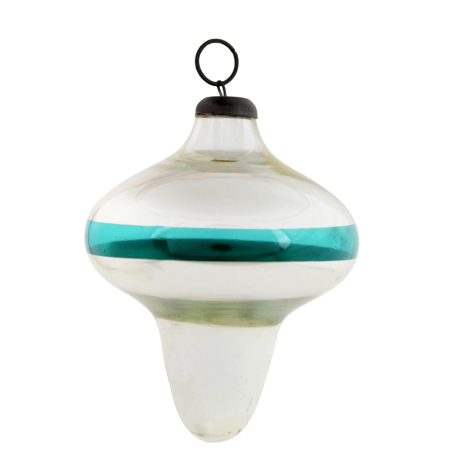 Vintage Mercury Silver and Turquoise Glass Hanging Ornament