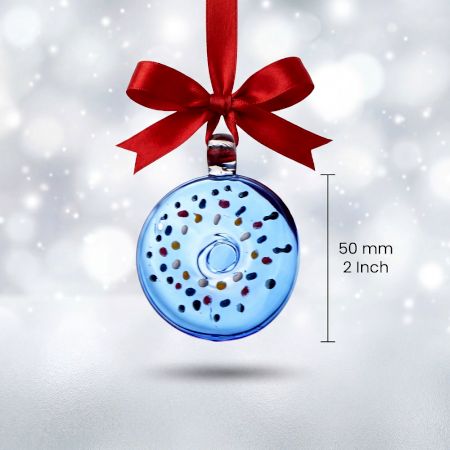 12 Pieces Handcrafted Multicolor Glass Donut Christmas Ornaments