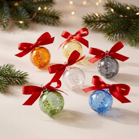 12 Pieces Multicolor Handcrafted Glass Christmas Ball Ornaments