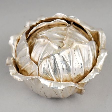 Handcrafted Silver Buccellati Rose Blossom Sculpture