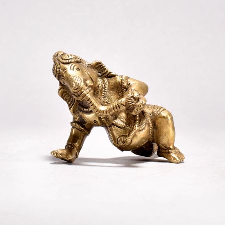 Handmade Vintage Brass Statue of Lord Ganesha for Prayer Room