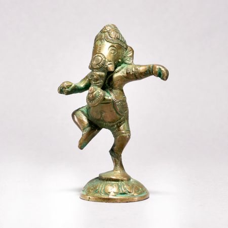 Vintage Dancing Lord Ganesha Brass Statue for Prayer Room