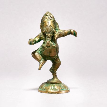 Vintage Dancing Lord Ganesha Brass Statue for Prayer Room