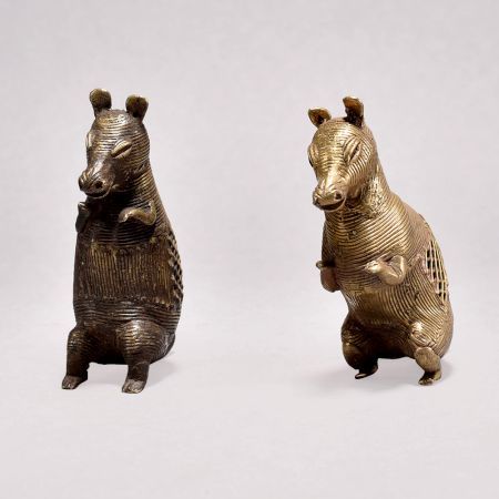 Tribal Art Brass Pair of Kangaroo Statue for Home Decoration