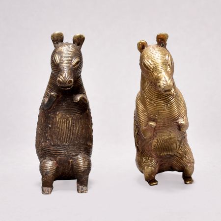 Tribal Art Brass Pair of Kangaroo Statue for Home Decoration