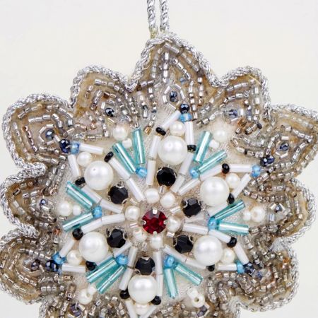 Decorative Handmade Beaded Snowflake Bag Charm