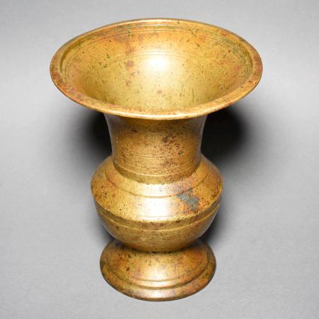 Vintage Handcrafted Brass Kolambi with Tall Flared Neck