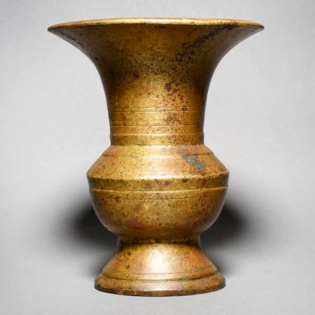 Vintage Handcrafted Brass Kolambi with Tall Flared Neck