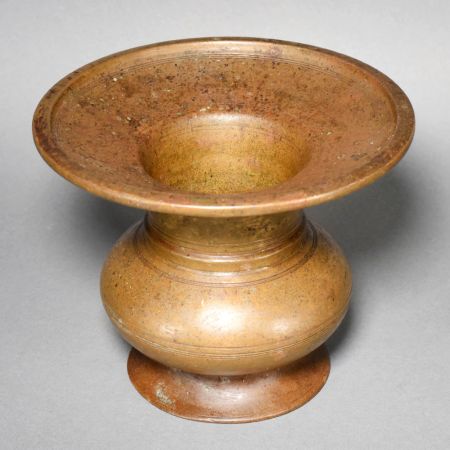 Vintage Handcrafted Brass Kolambi with Broad Flared Rim