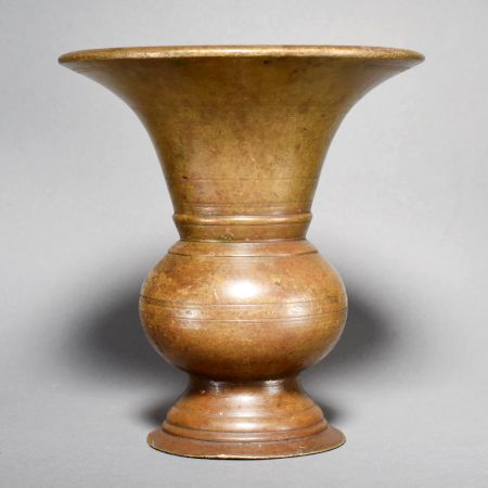 Vintage Handcrafted Brass Kolambi with Classic Flared Rim