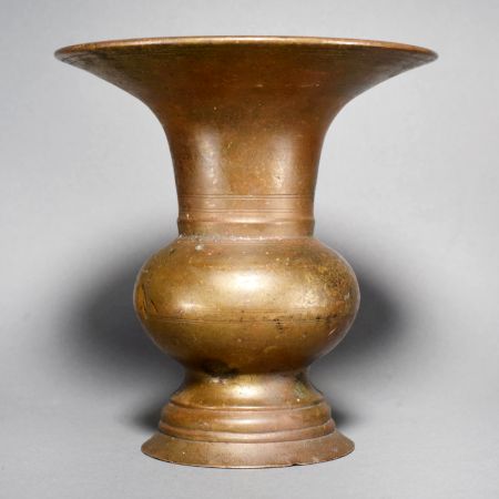 Vintage Handcrafted Brass Kolambi with Broad Flared Rim